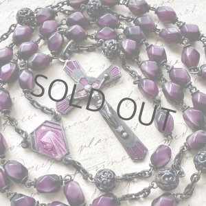 画像: 紫のエナメルとガラスビーズのシルバーロザリオ