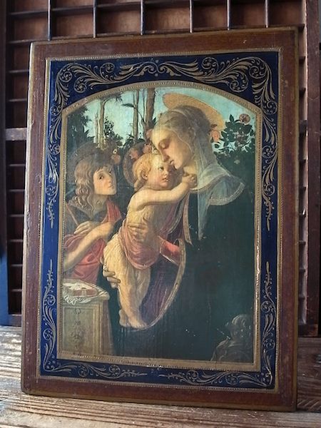 画像: 聖母子と洗礼者ヨハネの板絵（ボッティチェリ）