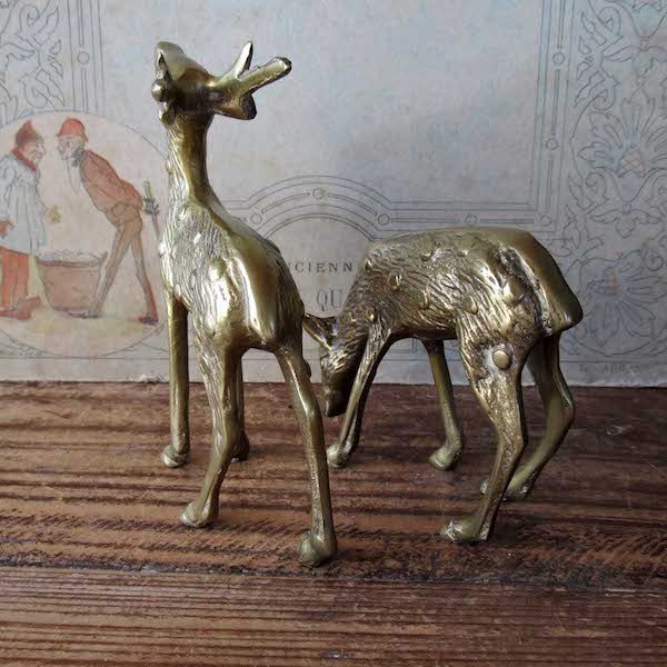 画像: 真鍮の鹿のセット
