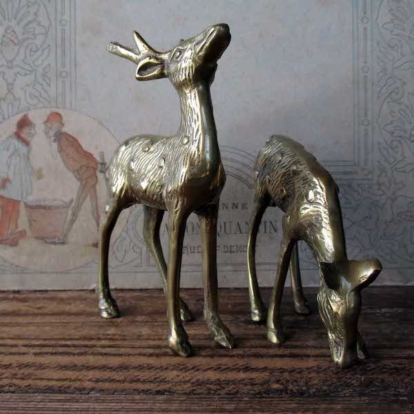 画像: 真鍮の鹿のセット