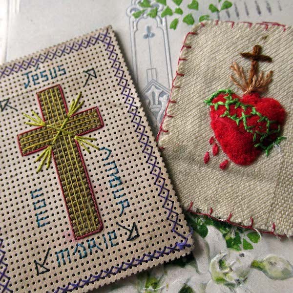 御心と十字架刺繍の2点セット - Eggplant