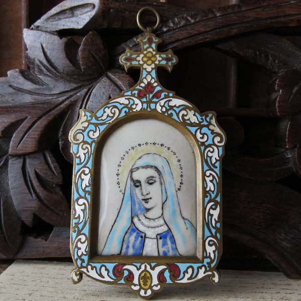 画像: エナメル（七宝）フレームの聖母マリアの盾