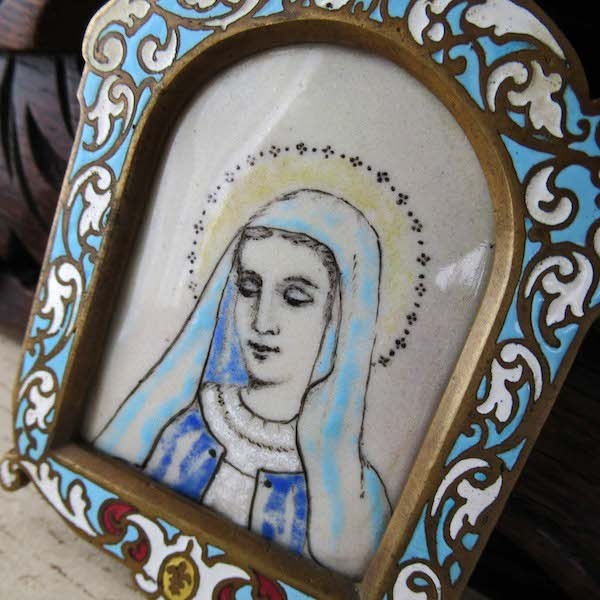 画像: エナメル（七宝）フレームの聖母マリアの盾