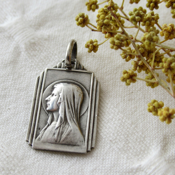 画像: ルルドの聖母のシルバーメダイb