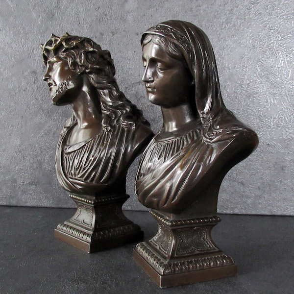 画像: 聖母マリアとキリストの胸像セット