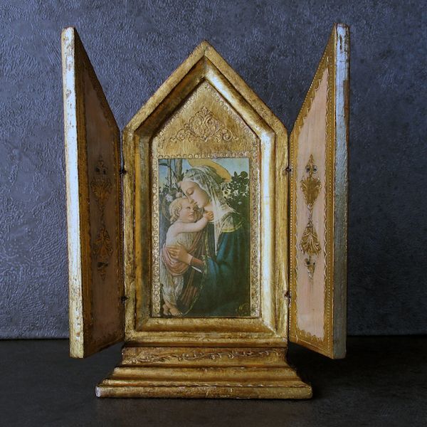 画像: 扉付きの木製祭壇（ボッティチェリの聖母子）