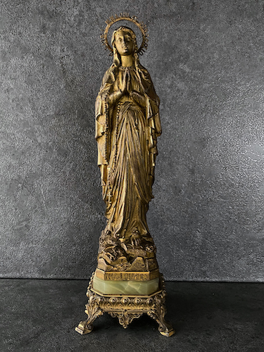 画像: ブロンズと大理石の大きな聖母マリア像