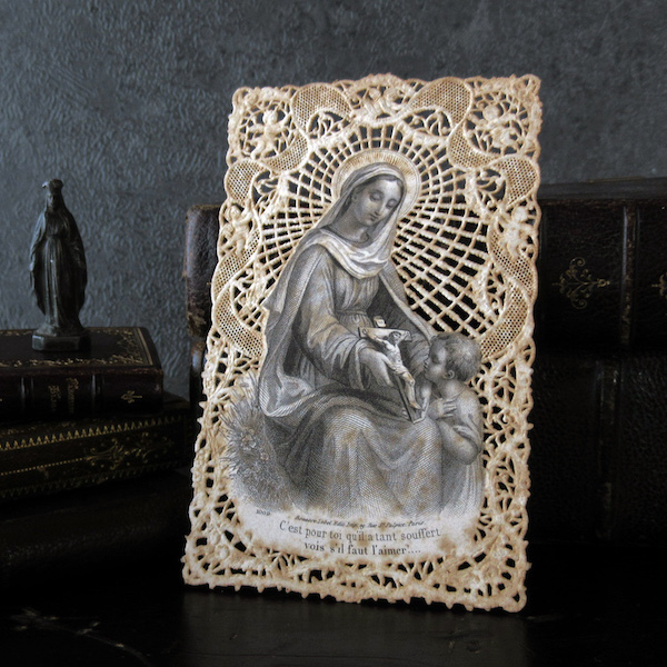画像1: カニヴェ（聖画カード・聖母子と十字架）